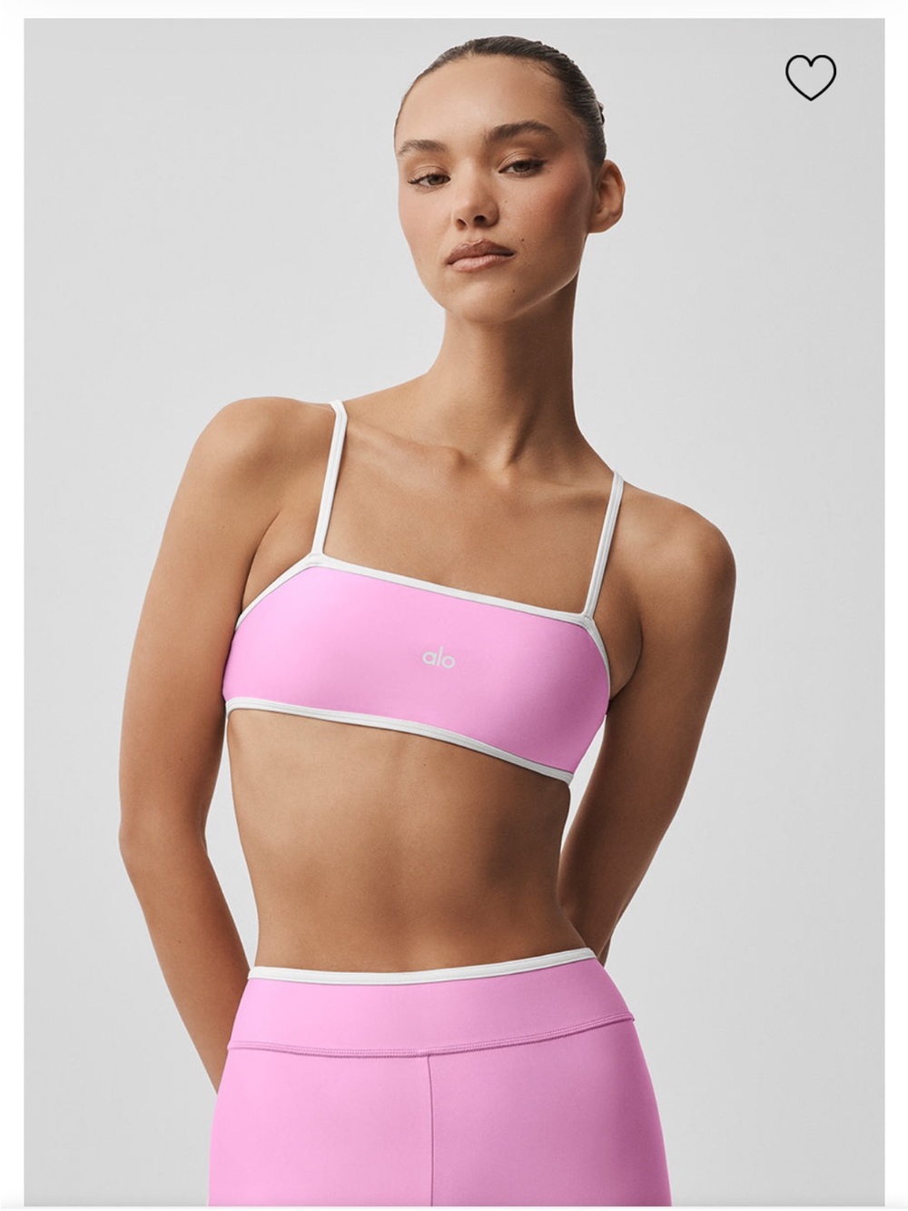 ALO Yoga Pink Strappy Bralette with White Trim